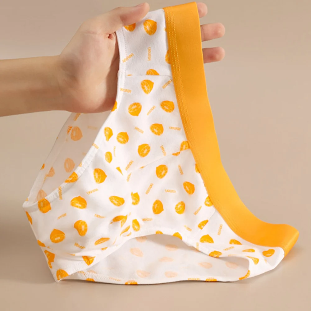 Cotton Blend Cute Printed Fashion Men Underwear Briefs Breathable Comfortable Simple Basic Panties Underpants