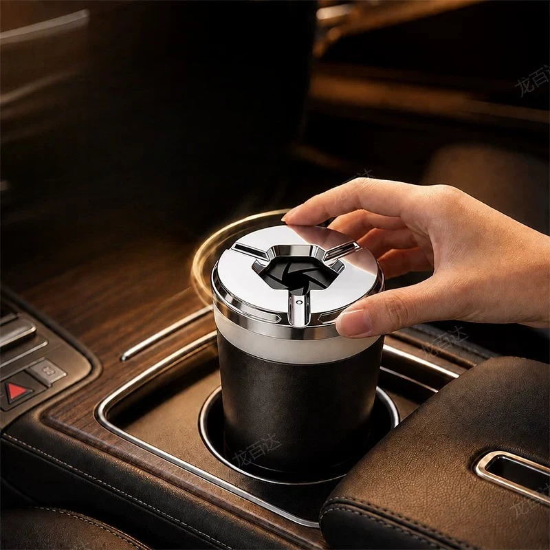 2026 New Car Ashtray Anti Ash Flying Sealed Rotating Car Ash Tray Dustproof Interior Accessories