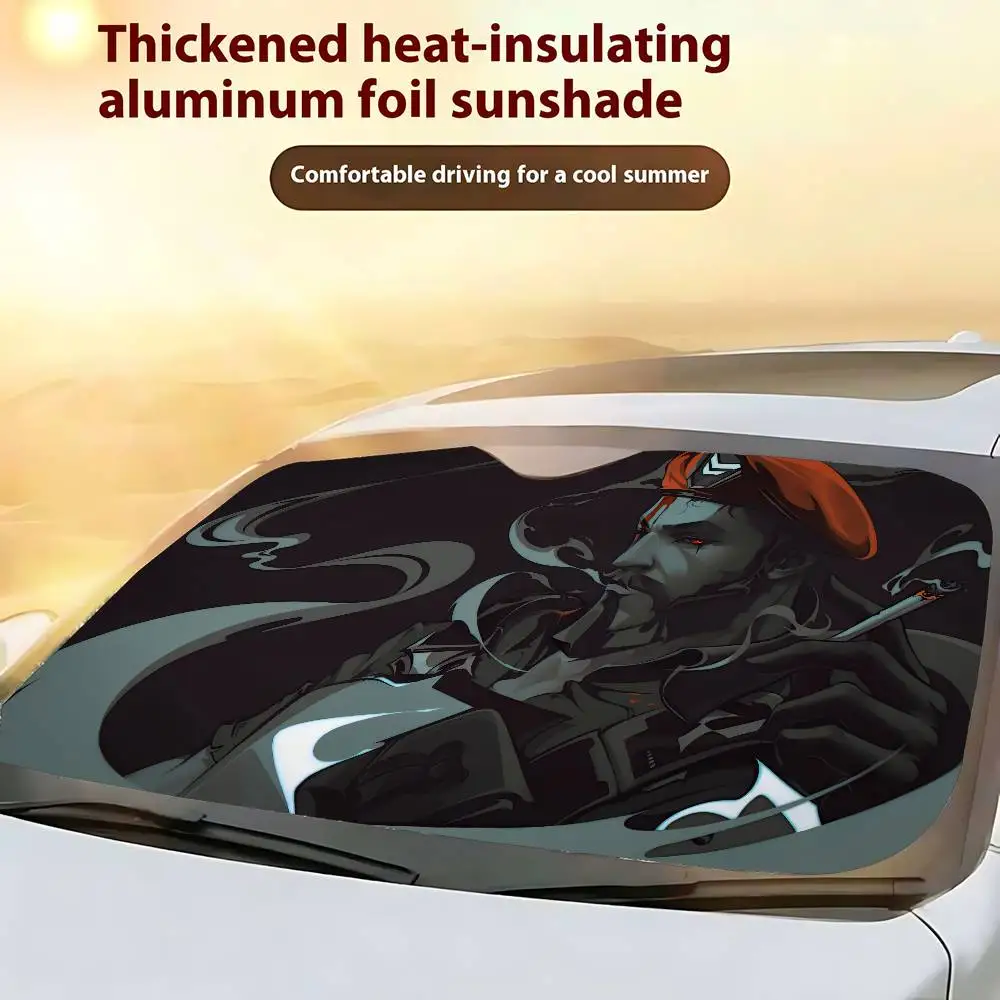لعبة Valorant سيارة ظلة الزجاج الأمامي نافذة أمامية قناع 70x130 سنتيمتر الشمس قناع الشمسية حماية منقوشة هدية الجدة سيارة #2