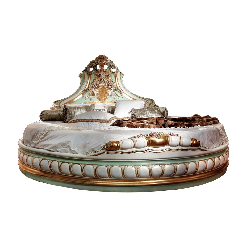 Solid wood double bed, luxury, carved wedding bed