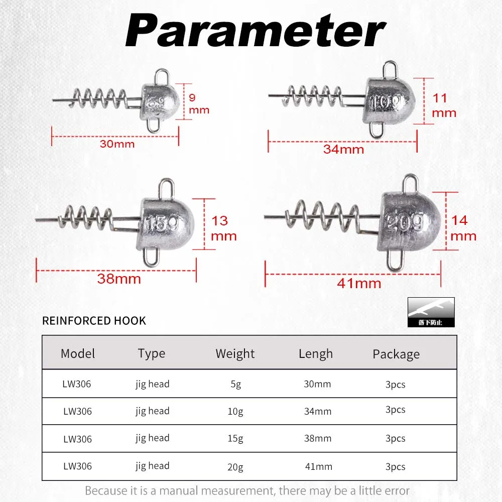 Hunthouse 5g 10g 15g 20g Fishing Meatl Jigging Head Screw Jig Head Weights For soft Worm lure Fishing tool Fishing Equipment