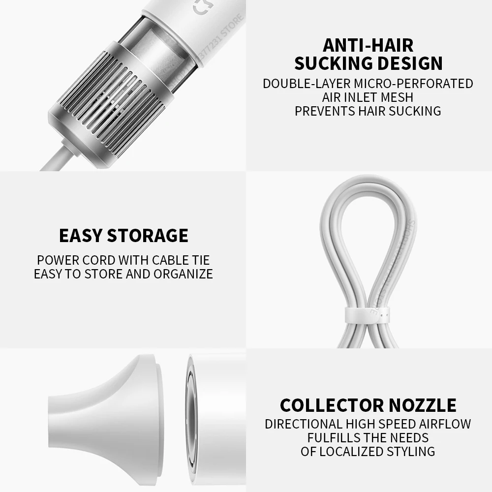 MIJIA High Speed Hair Dryer H501,110000RPM 200‑Million‑Ion Low‑Noise Lightweight Quick Dry Blow Dryer For Home Use -CN-