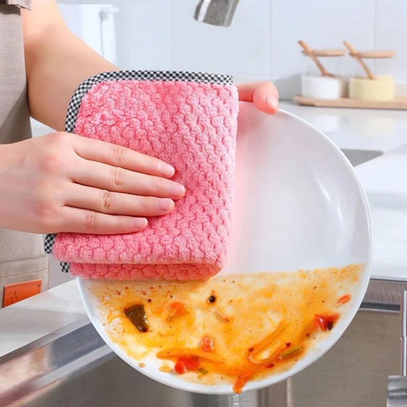 Kitchen Daily Dish Towel Dish Cloth Kitchen Rag Non-stick Oil Thickened Cloth