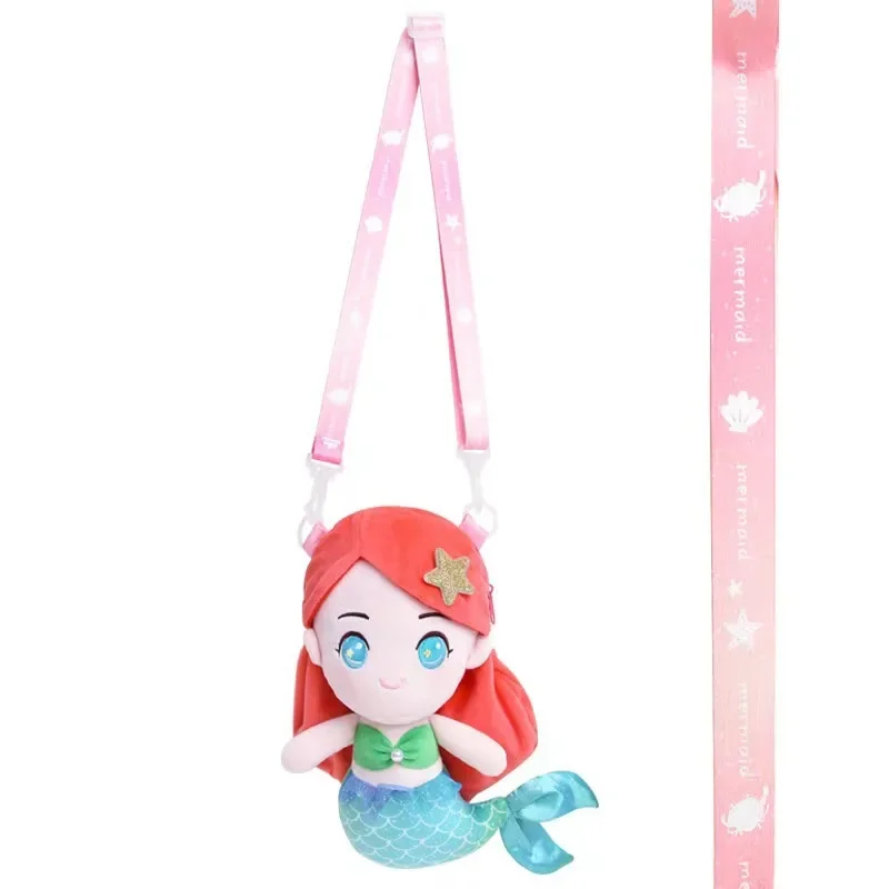 Bolso de hombro de sirena para niñas y niños, bandolera de princesa Kawaii, bolso de muñeca suave con cremallera, billetera