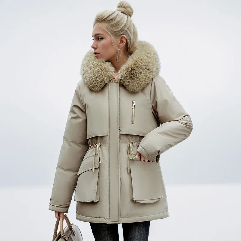 2024 -30 graus neve wear médio longo parkas jaqueta de inverno feminino forro removível com capuz roupas femininas para baixo algodão casaco quente