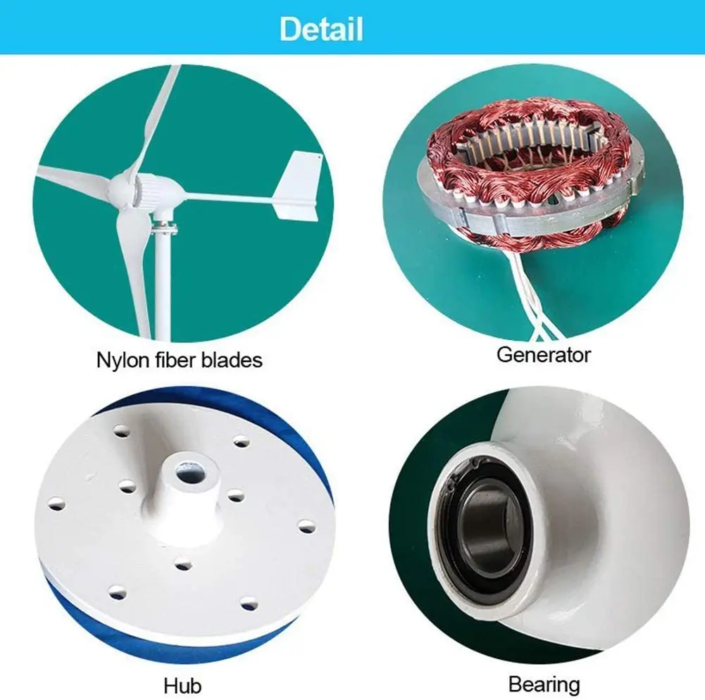 FLCrucNY-Turbine Éolienne à Axe Horizontal, Générateur Électrique, Moulin à Vent pour Ferme Domestique, 1KW, 3 Phases, 1000W, 24V, 48V, 96V