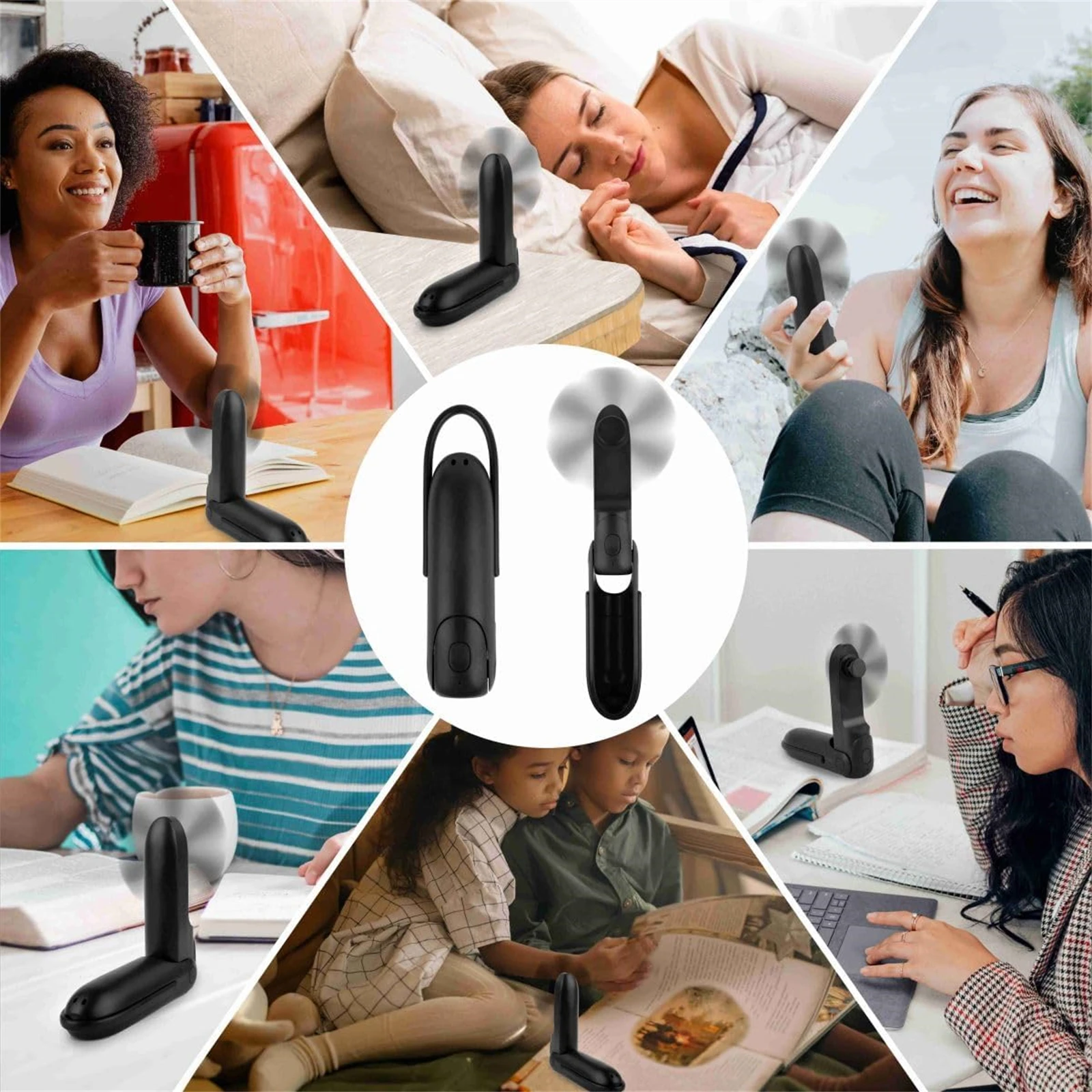Mini Fan Handheld, 3 Speeds Handheld Fan, 3 in 1 Portable USB Fan with Flashlight Power Bank, for Travel, Home, Women, Makeup image 6
