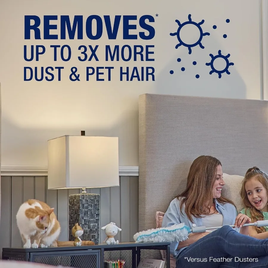 Sistema de pó de alto desempenho com 1 alça extensível 3 espanadores descartáveis 1 espanador reutilizável e 1 saco de armazenamento para eficiente