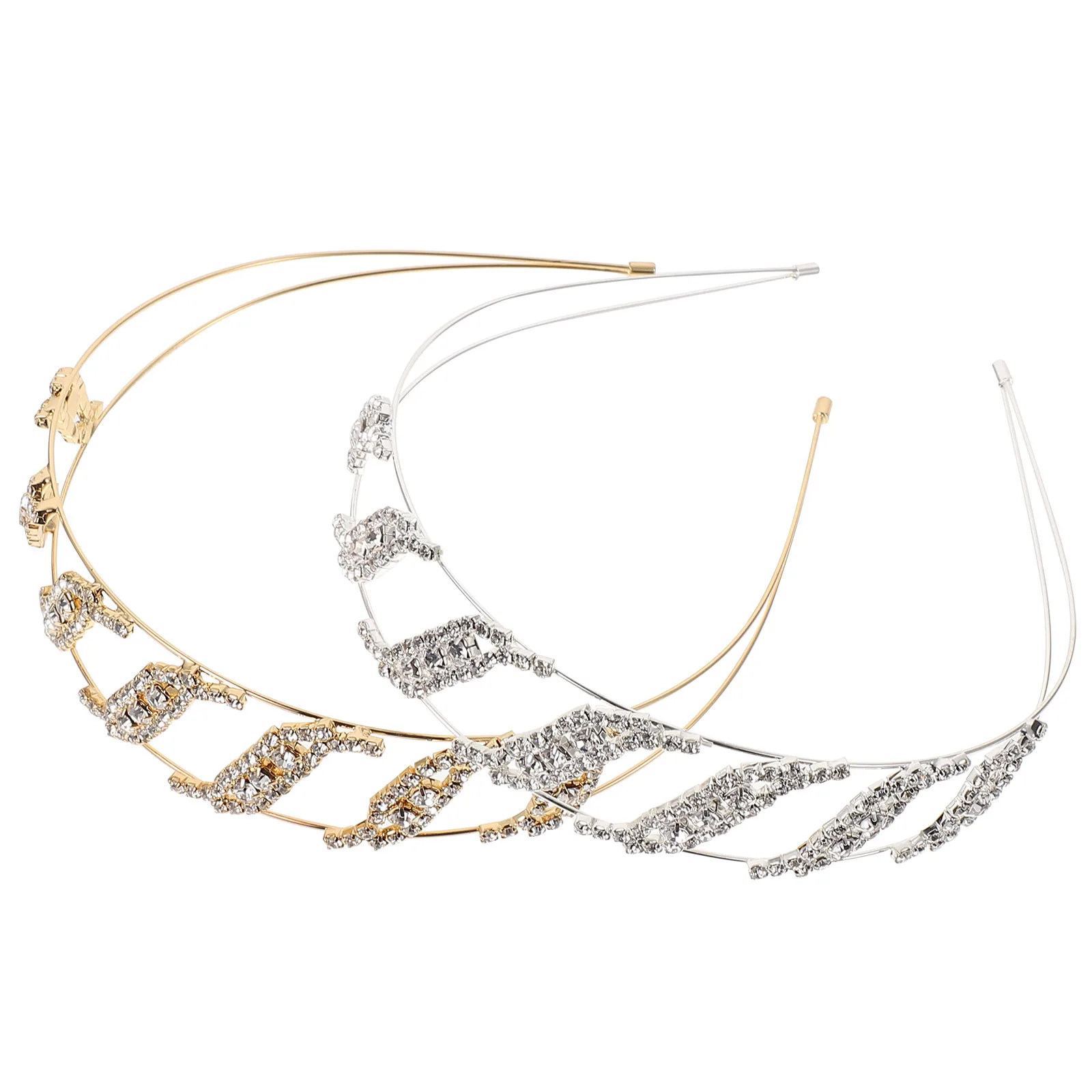 

2 Pcs Pearl Headb for Kids Double Layer Rhinestone Gold Silver Girls Hair Accessories Party Wedding Banquet Gift