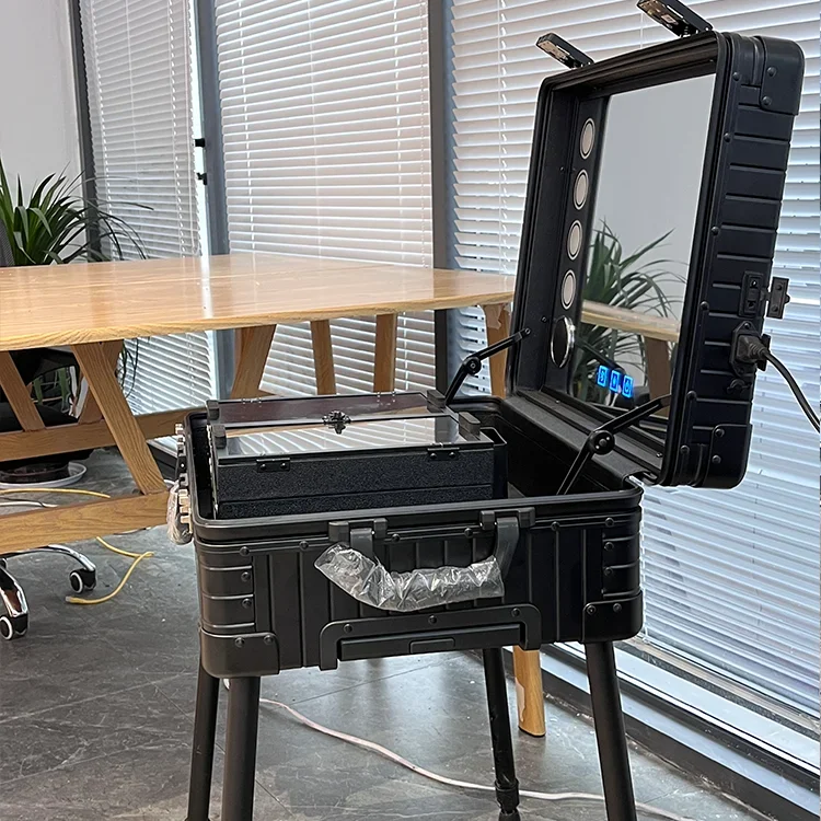 صندوق مكياج احترافي بسعة كبيرة مقاس 24 بوصة، مناسب لتخزين وحمل ونقل صندوق المكياج