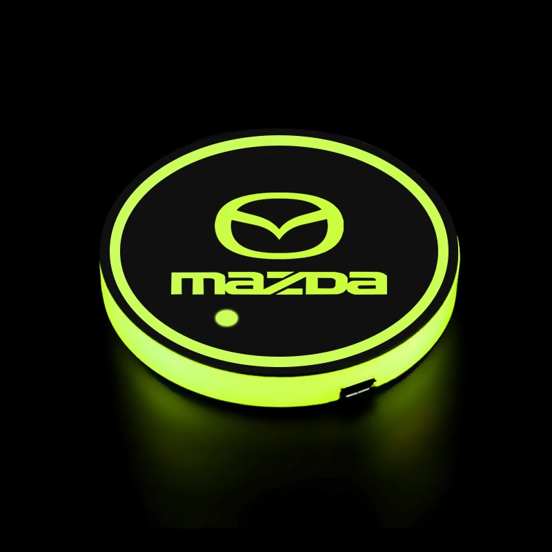 2pcs Car Water Cup Bottle Lamp Auto Holder Mat Pad Luminous Coaster For Mazda 3 Bk 6 Gh CX-5 CX30 MX-5 2 5 CX-3 GJ GL CX-8 MS