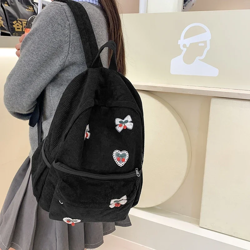 2025 Corduroy Woman Backpack School Book Bags For Teenage Girls Boys Harajuku Female College Bag Student Lady leisure BagPack