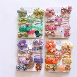 Ins Korean Version Children Fabric Bow Hairpin Girl Cartoon Character Flower Multi Hairclip Set Baby Hair Accessories Freeship