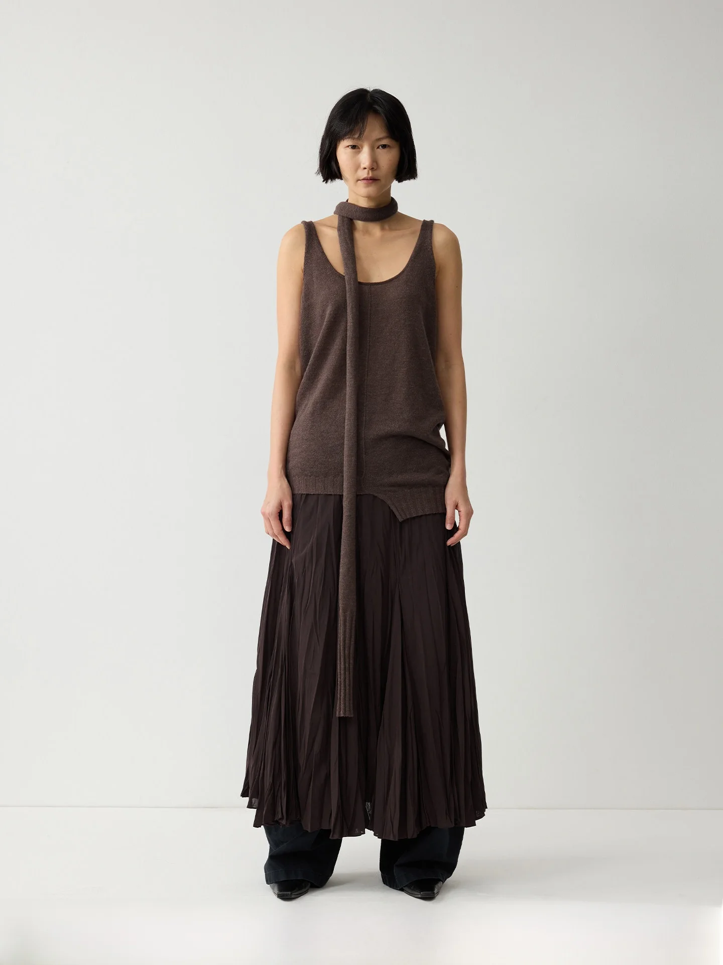 

Мягкий легкий вязаный жилет-шарф из смесовой шерсти альпаки, весенняя новинка, женский повседневный топ с высокой эластичностью H-образного кроя