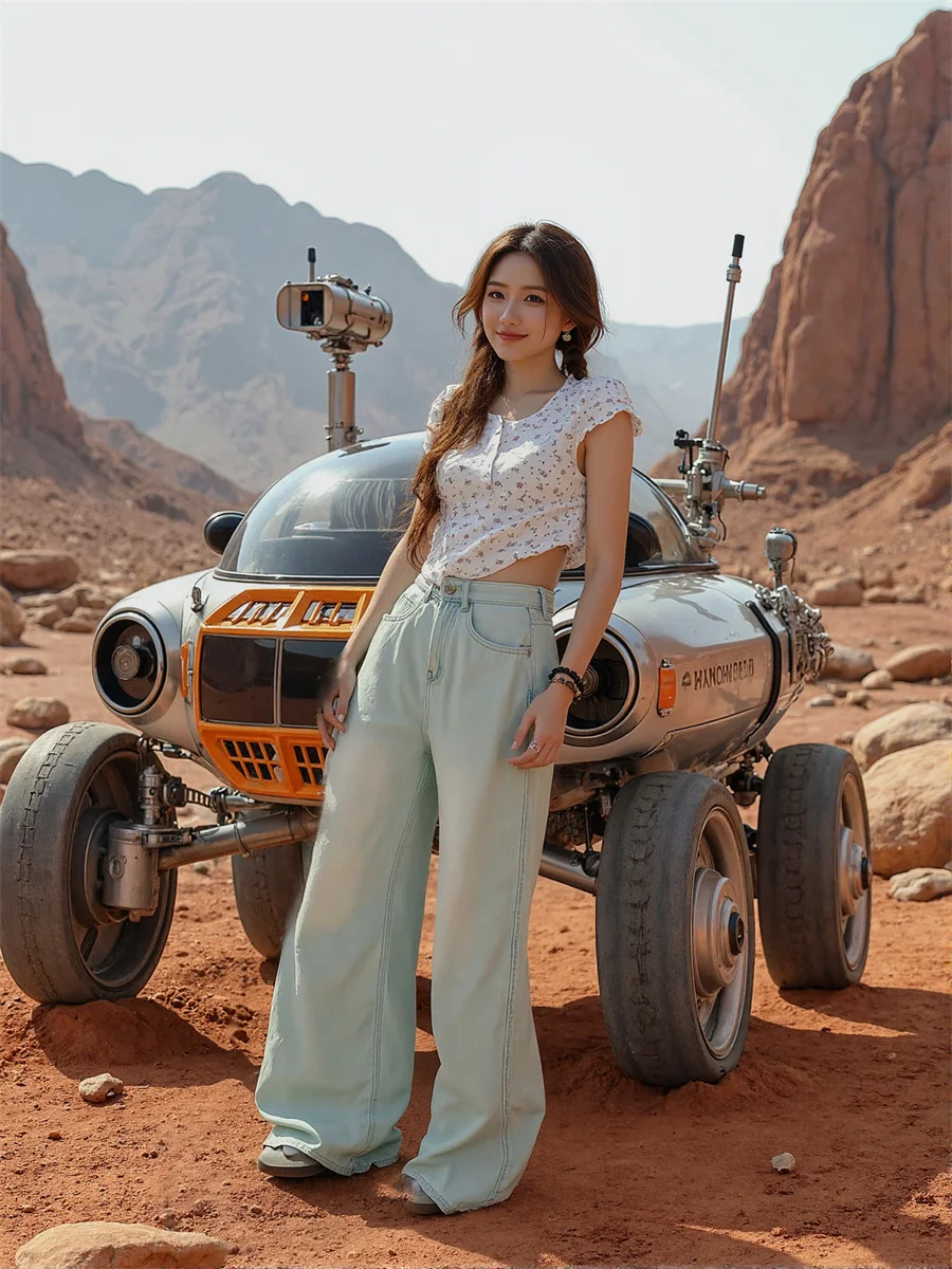 Damskie szerokie jeansy z efektem zniszczenia, elastyczne, zapinane na zamek, spodnie z przetarciami, plisowane, typu barrel, szykowne, modne ubrania z kieszeniami.