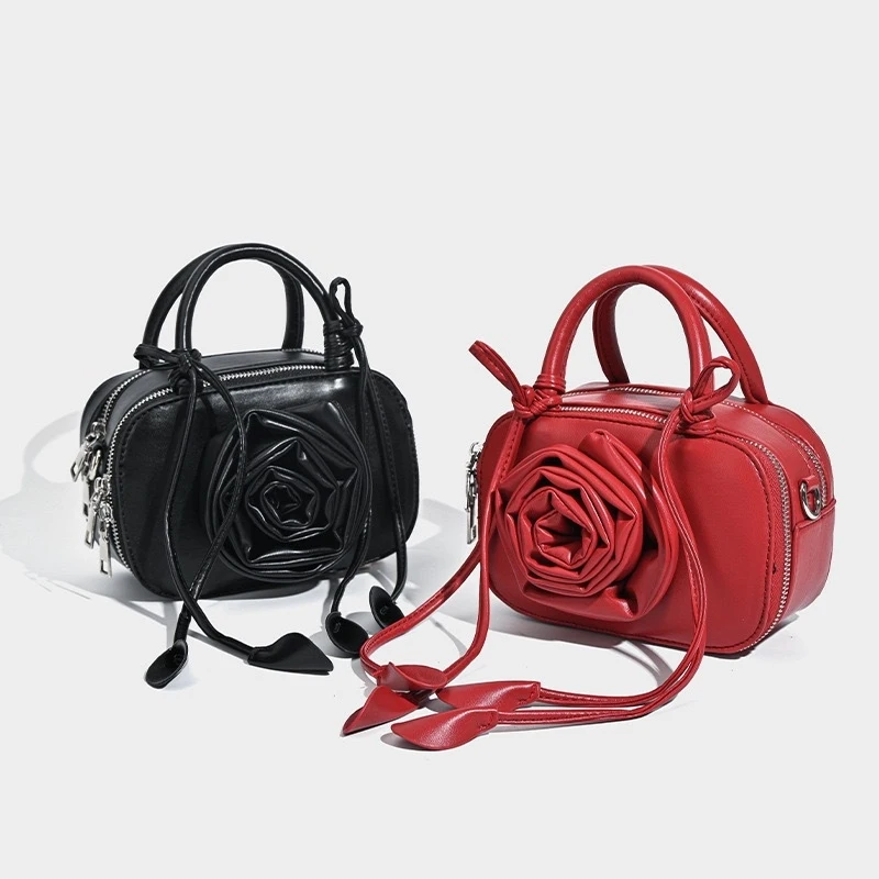

niche design rose flower handbag 2026 New high-end elegant lady-style single-shoulder crossbody small square bag