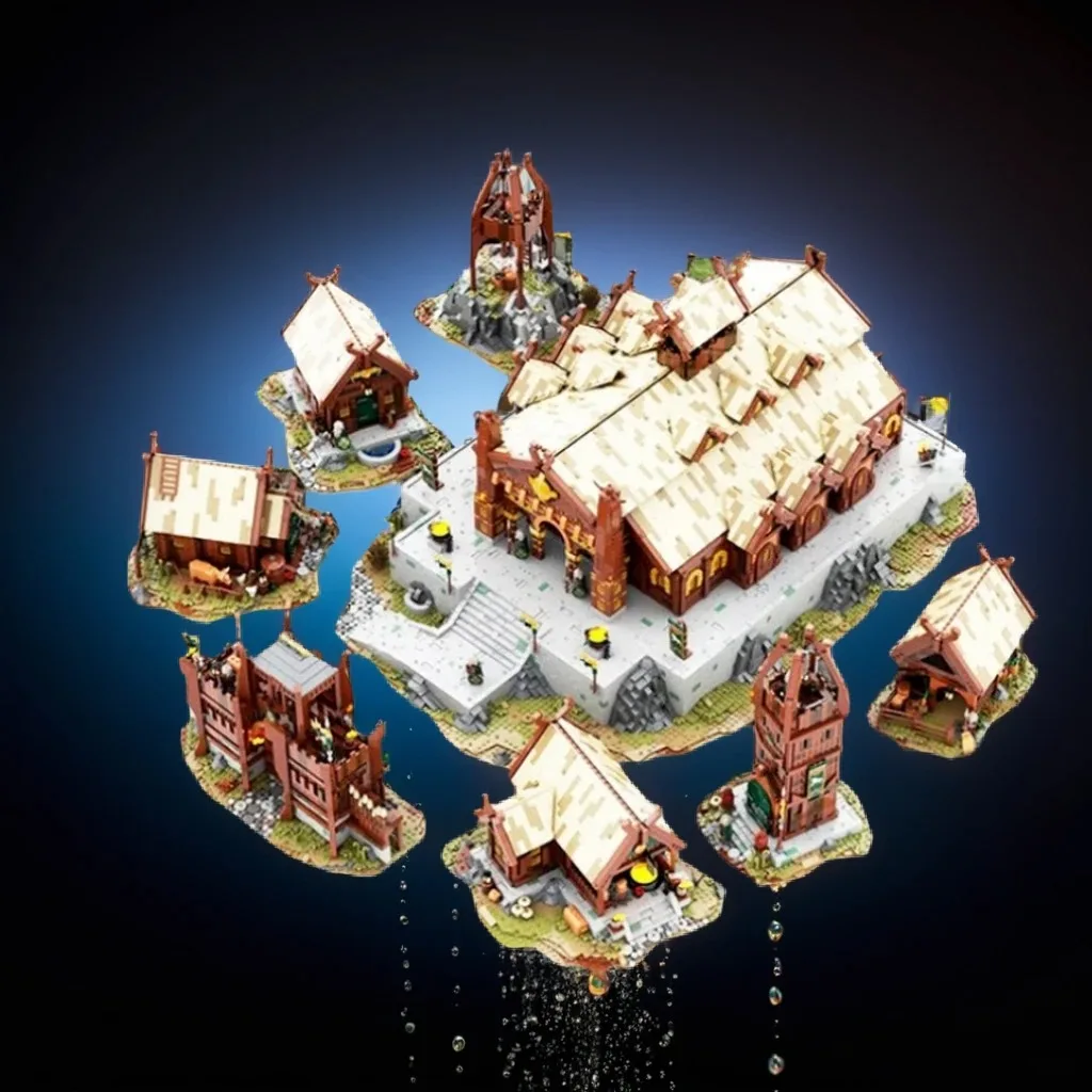 18894pcs MOC The Hobbit And Lord Of The Rings The Rings Edoras Rohan Bundle 8 In 1 Model Building Blocks Christmas Gift Toys