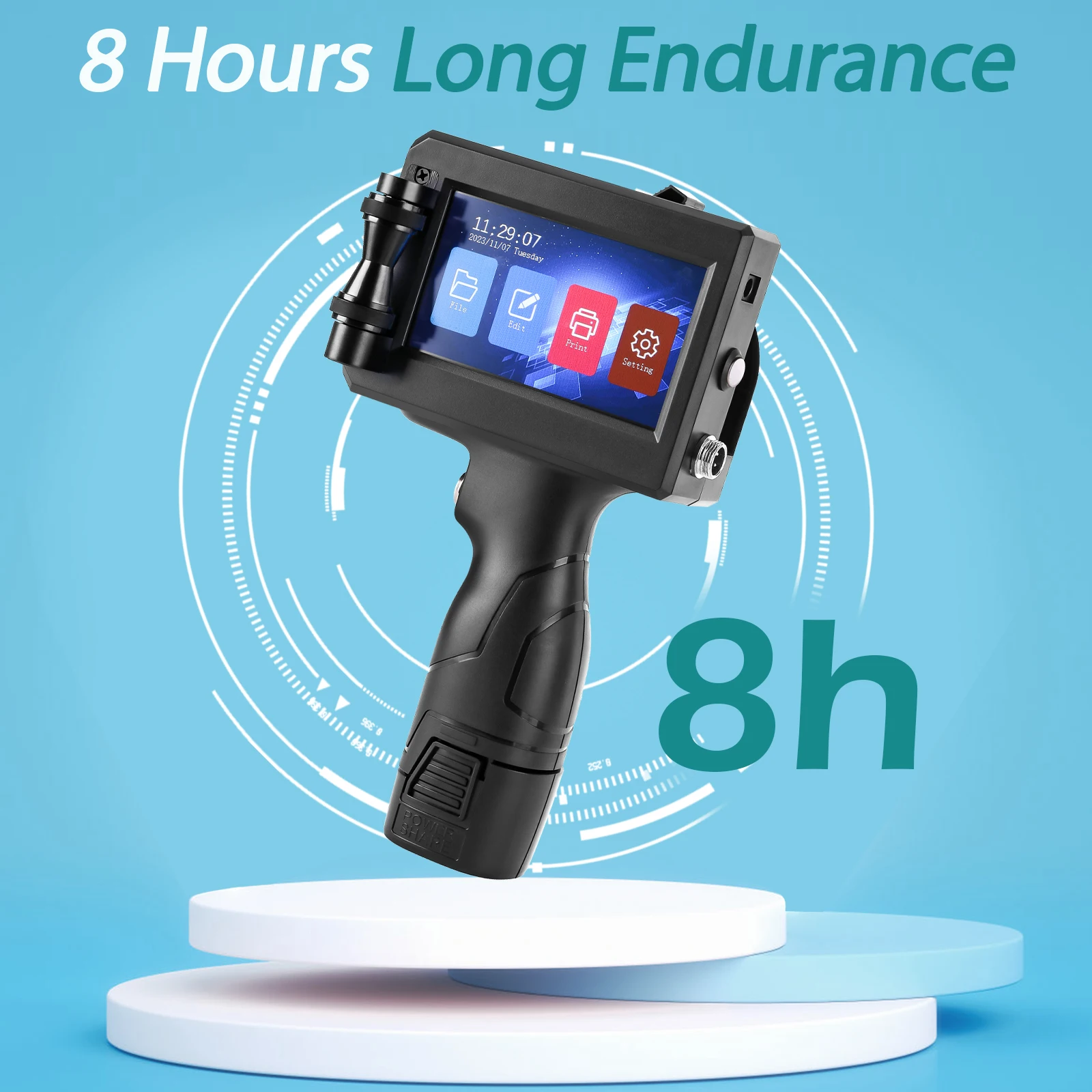 Imagem -06 - Handheld Inkjet Printer Gun Tinta de Secagem Rápida para Texto Código de Barras qr Número do Lote Logotipo Data Impressora de Etiquetas Não Criptografado 127 mm
