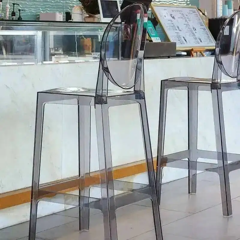 Chair Chairs High Outdoor Bar Bar Acrylic Nordic Ghost Stools Transparent Simple Creative Backrest Front Desk High Chair New view 3