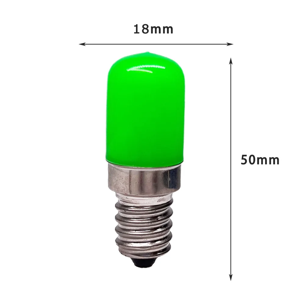 Bombilla colorida T18 para refrigerador, cubierta de PC E12, E14, 85-265V, congelador, lámparas de ahorro de energía de 2W, rojo, azul, verde,