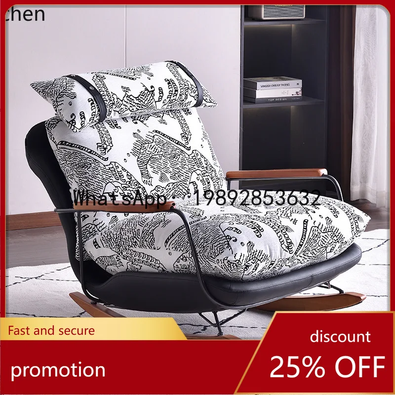 

YFY Living Room Retro Rocking Reclining Balcony Home Adult Rocking Chair Minimalist Wabi-Sabi Style Lazy Leisure Chair