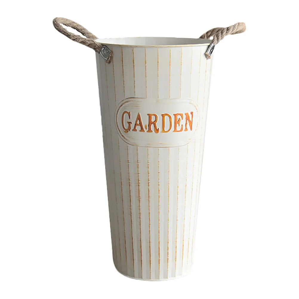 

Metal Bucket Iron Flower Container for Dried Flowers Floral Arrangement Holder Home Living Room Study Decorative Vases