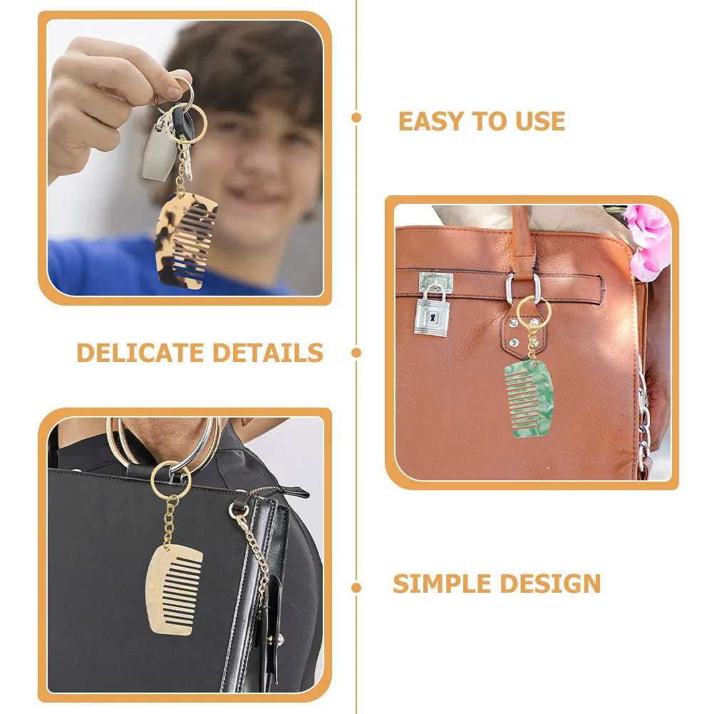 4Pcs Mini Comb Keychains Compact Travel Hair Combs Portable Wide Tooth Detangling Combs for Curly Hair Comb Keychain