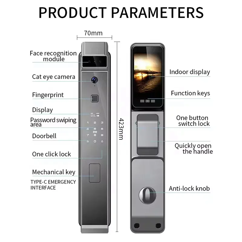 Cerradura digital avanzada, cerrojo de seguridad para puerta, cambio de código, cerraduras inteligentes para puerta wifi