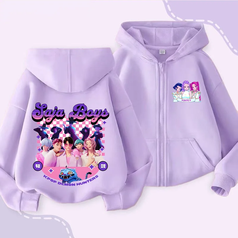 Movie Kpop Demon Hunters Funny Zip Up Sweatshirts Hoodie Children Clothes Kid Girl Boy Sweatshirt Zipper Hoody Baby Casual Tops