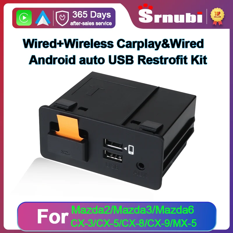 

Srnubi Wired & Wireless CarPlay Android Auto USB Adapter Hub Smart Box for Mazda 2 Mazda 3 Mazda 6 CX30 CX5 CX8 CX9 MX5 Miata