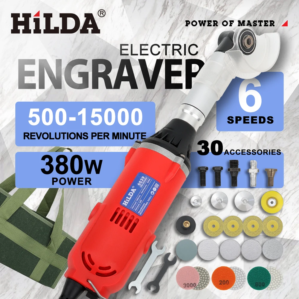 HILDA 6 Variable Speeds Ceramic Tile Beauty Sewing Tool 380W Electric Straight Grinder Cleaning Machine Grinder Sander Polisher