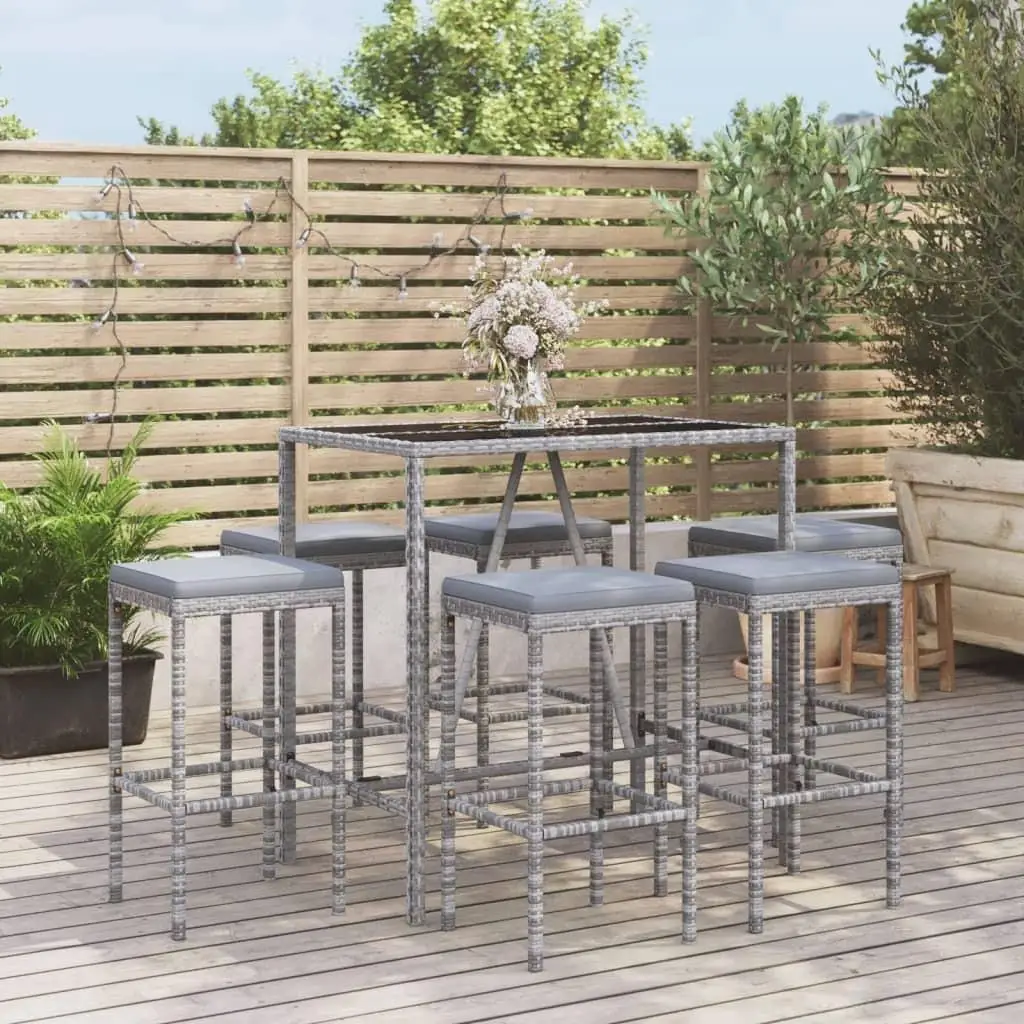 

Garden Bar Set Gray and Black Tabletop Outdoor Furniture Stylish Patio Dining Set Compact Garden Seating Essentials