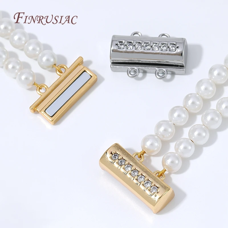 Magnetic Necklace Clasp 18K Gold Plated Connector Double Hole Pearl Clasp Elegant Jewelry Making Findings DIY Bracelet Closer view 5