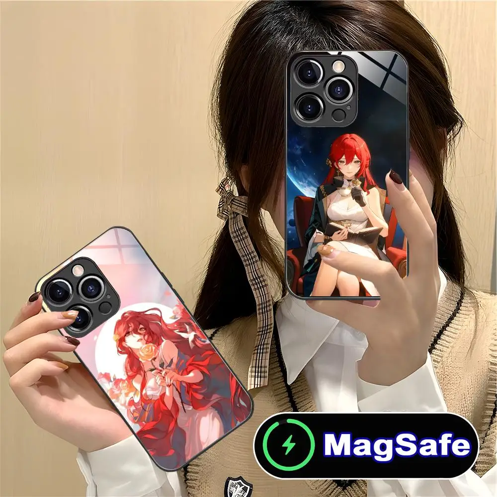 

Чехол для телефона Honkai Impact Himeko для iPhone 16, 15, 14, 13, 12, 11 Pro Max Plus Mini MagSafe, защитное стекло, красивый защитный смартфон