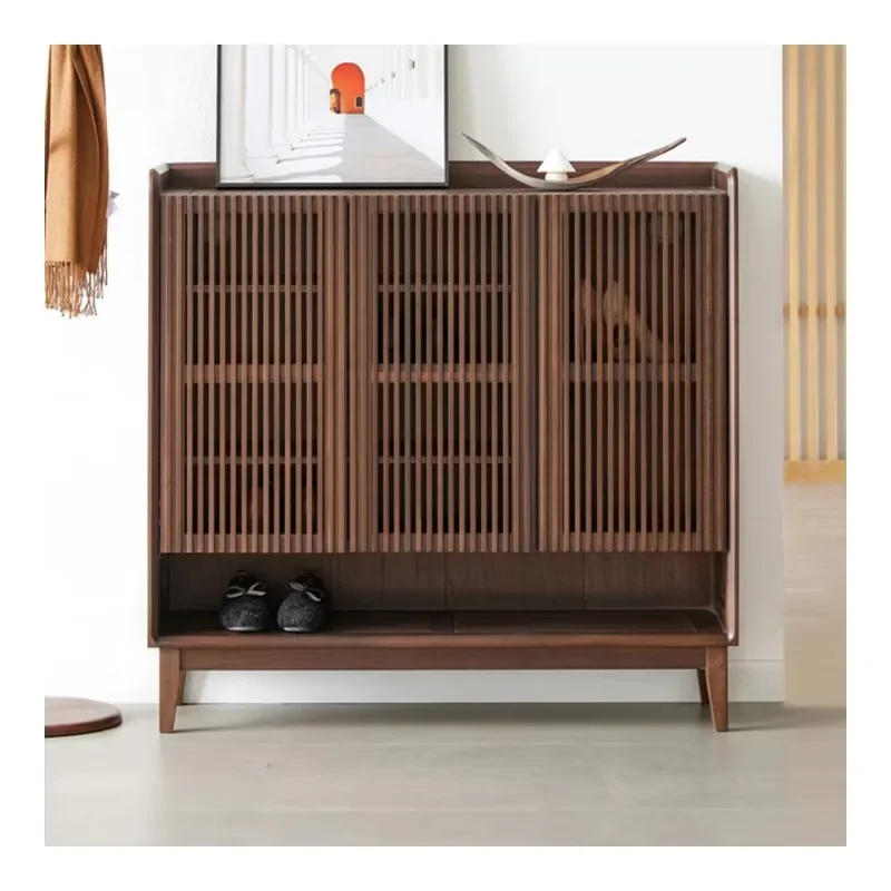 Full solid wood shoe cabinet modern minimalist North American black walnut small home living room