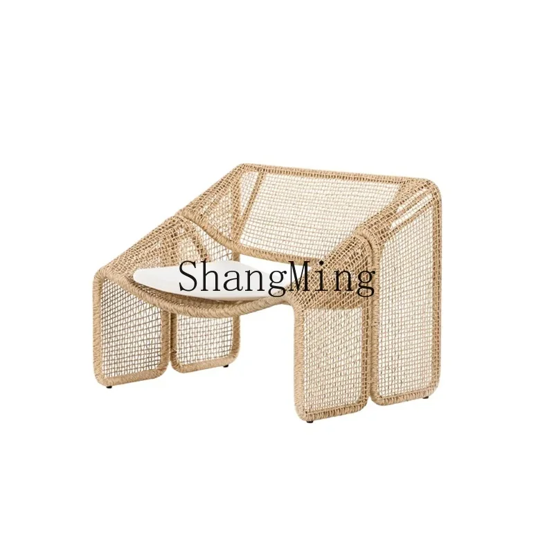 ZZJ outdoor simple single rattan chair sofa balcony B & B hotel garden courtyard tables and chairs waterproof and sun protection