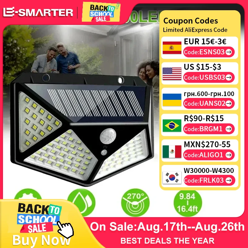 1/2/4/6 pçs 100 luzes de parede led ao ar livre lâmpada solar pir sensor movimento movido a energia solar luz rua para decoração do jardim