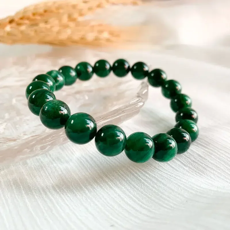 Natural Green Mica Bracelet Graduation Gift Hand String Girlfriend Couple Whitening Transfer Crystal Men And Women Peacock Green