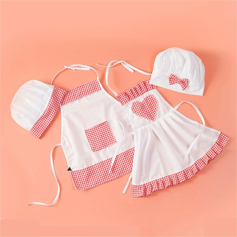 

Baby Photo Costume Chef Hat & Apron Outfit Newborns Photo Props Photoshoot Clothing Infant Skin-Friendly Photo Clothes