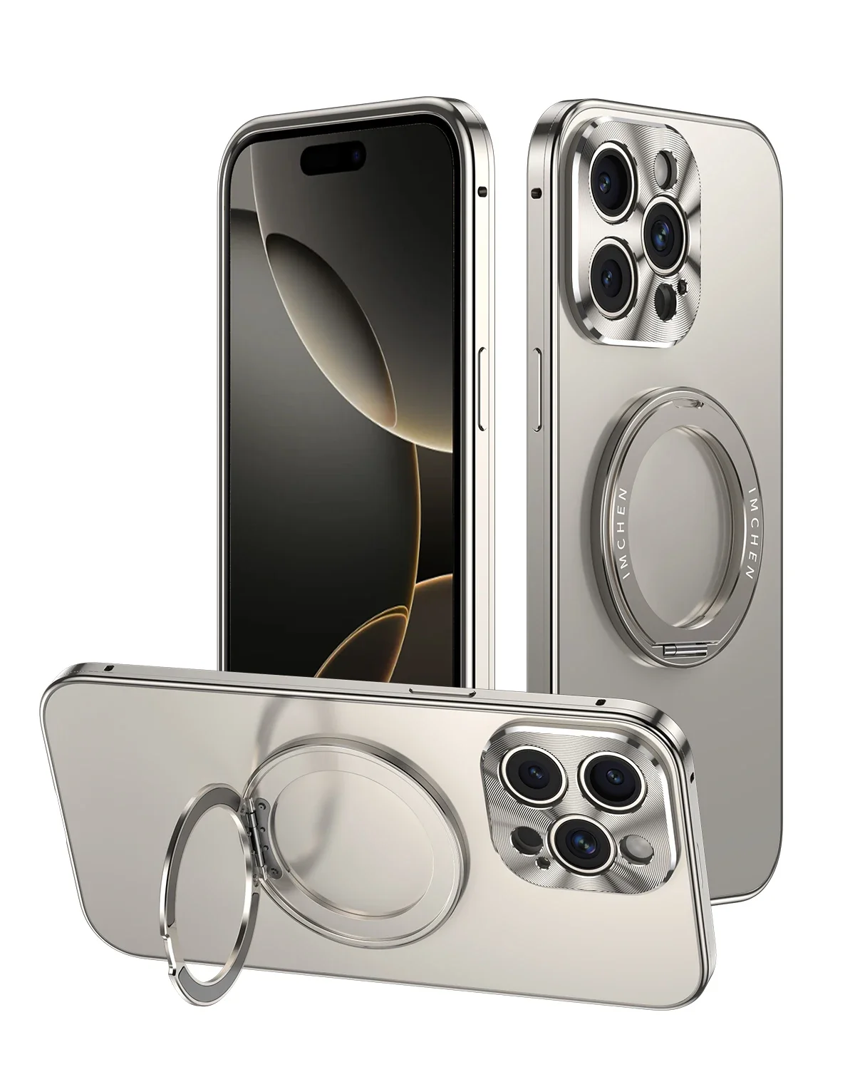 

Ультратонкий жесткий ПК HD прозрачный магнитный чехол для iPhone 16 Pro Max Magsafe, роскошные 360° чехлы ° Акриловая подставка для колец с прозрачной крышкой