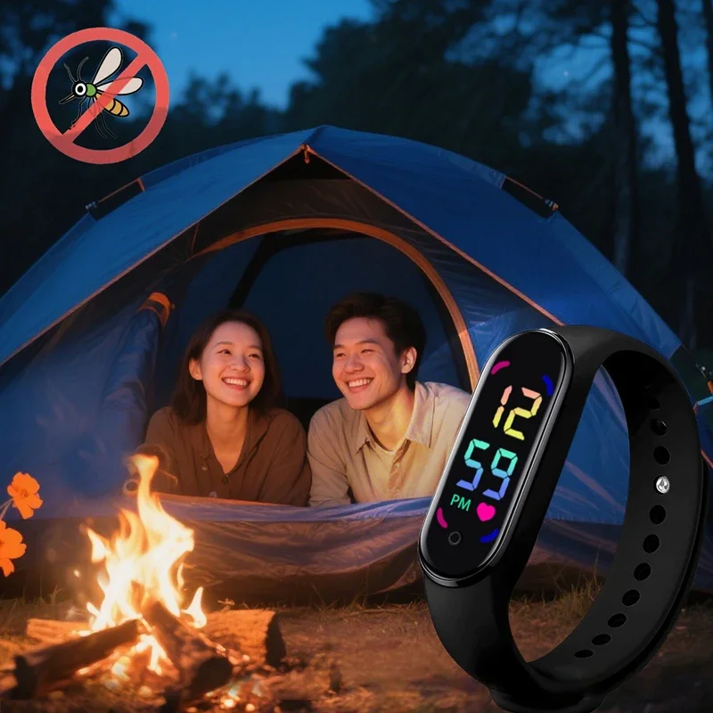 Neues Mückenabwehr-Armband mit LED-Zeitanzeige, tragbare Uhr, physikalisch, ultraschallbasiert, nicht chemisch, für Zuhause, Outdoor und Sport. – Detail 8