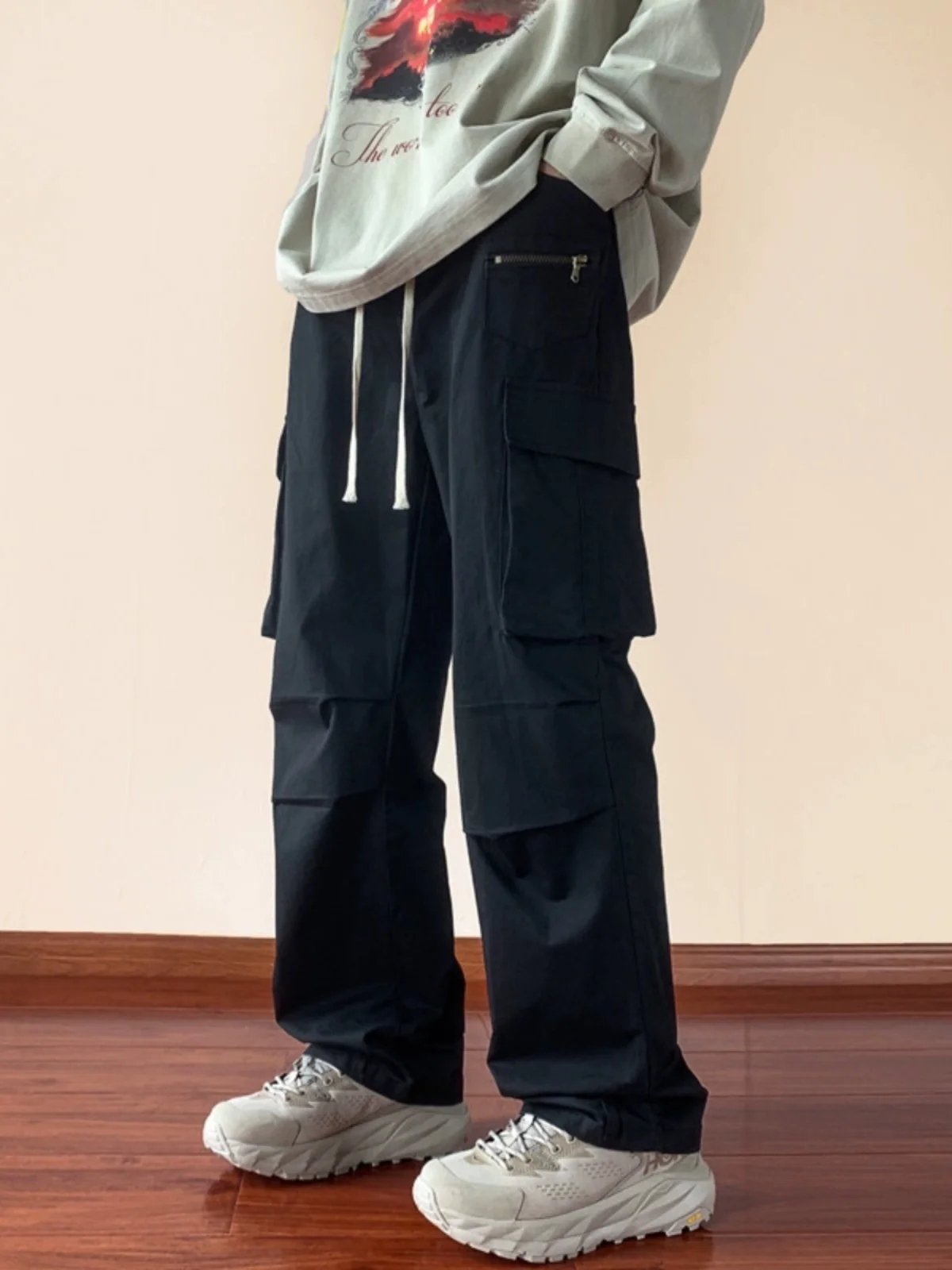 

Мужские осенние повседневные брюки-карго в американском стиле, складные, в стиле хип-хоп, рабочие, модные, молодежные, из полиэстера