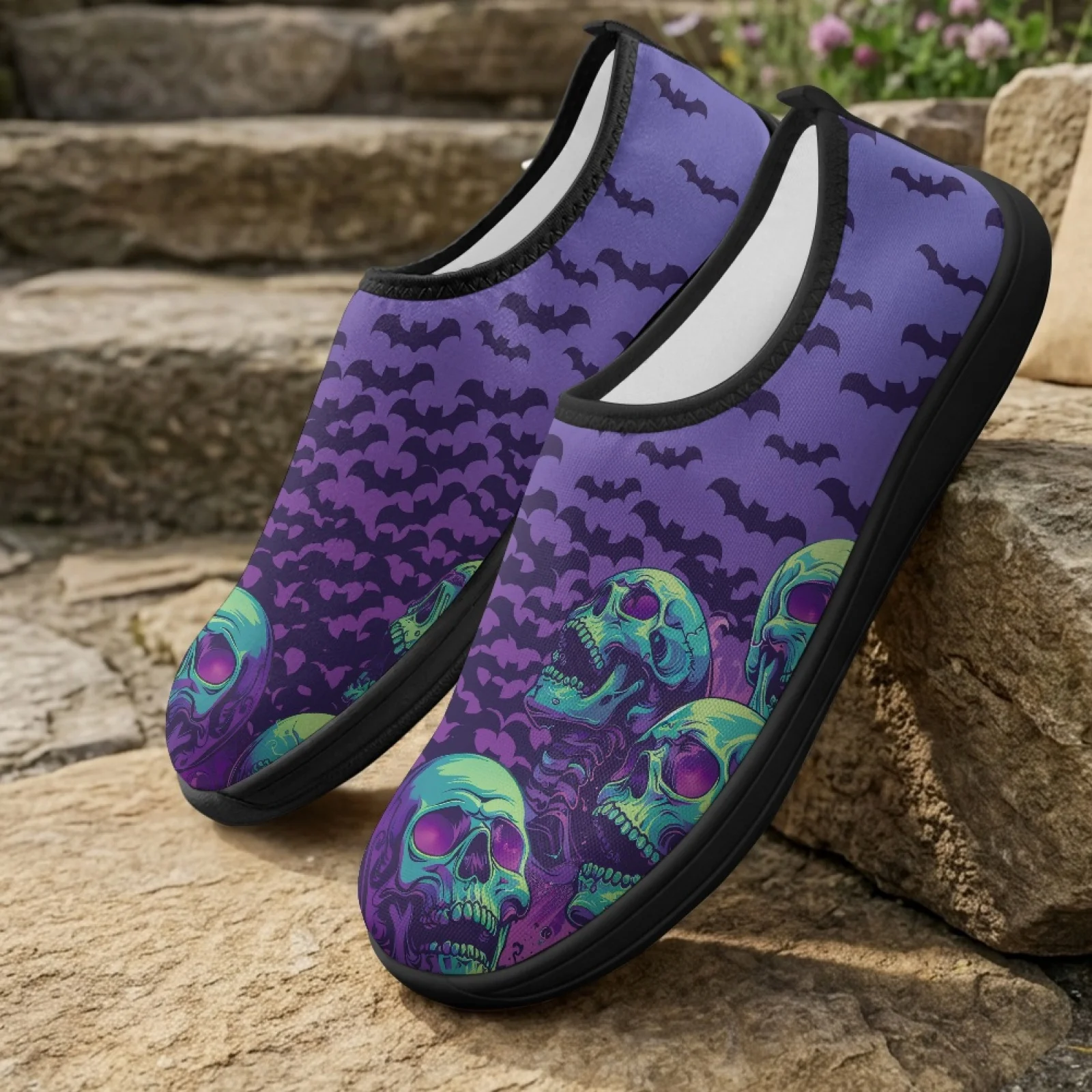 PENSTROLL Purple Bat Skull Breathable Barefoot Minimalist Shoes Sneakers for Adult Lightweight Walking Sneakers 2026 Trending