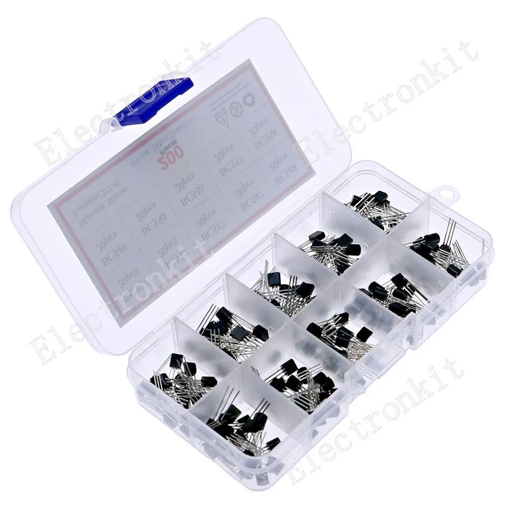 200-480PCS TO-92 Transistor Kit PNP/NPN Assortment Box BC547 BC327 BC337 2N2222 3904 3906 C945 Electronics Set for DIY Projects
