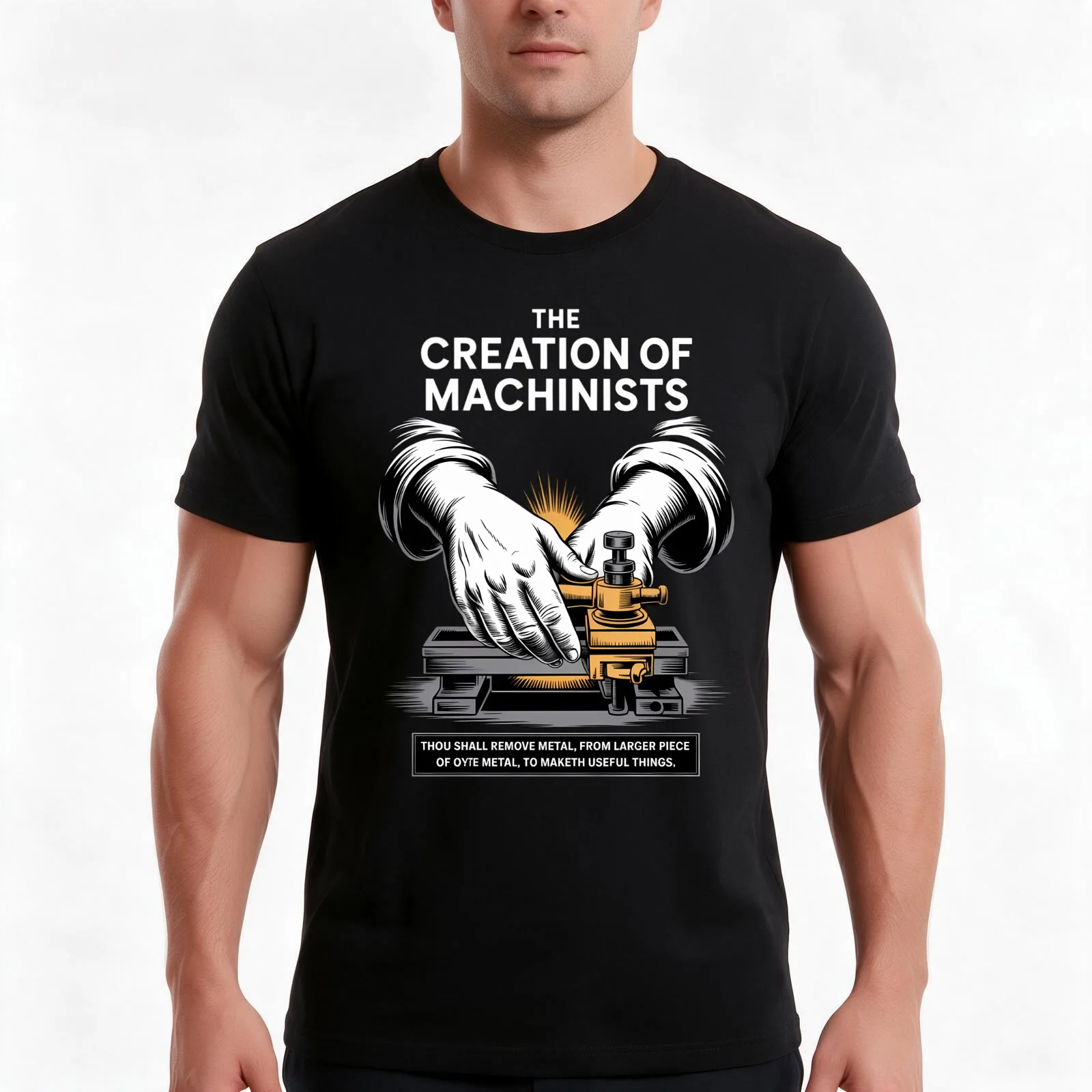 CNC Machinist I Creation of Adam CNC Operator Tools Machine T-Shirt, Summer Casual Cotton Tee, Oversized Streetwear Tops