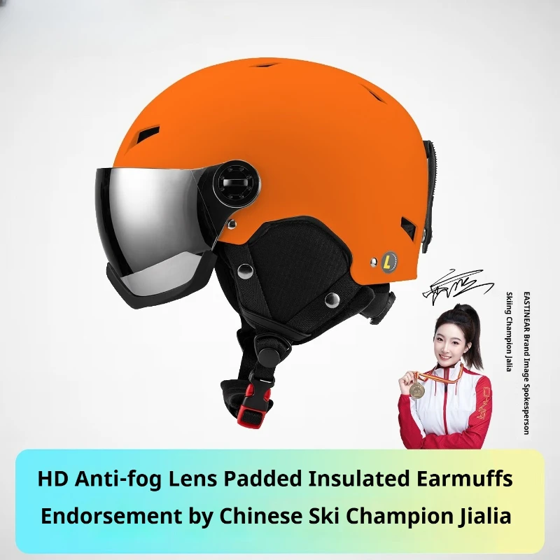 หมวกกันน็อคสกีแบบอเนกประสงค์สำหรับผู้ชายและผู้หญิง พร้อมแว่นตาในตัว ป้องกันการกระแทก เหมาะสำหรับเล่นสโนว์บอร์ด สกี สเก็ตบอร์ด และกิจกรรมกลางแจ้งอื่นๆ