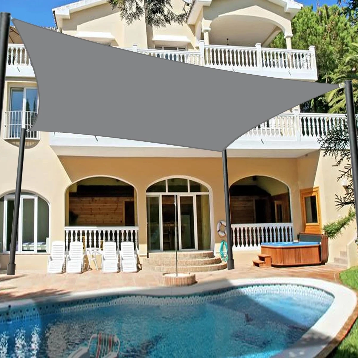 Outdoor Awnings Waterproof Sun Shade Sail Garden Canopi For Terrace Car Canvas Awning Rectangle Pool Sun-Shelter Sunshade Sail