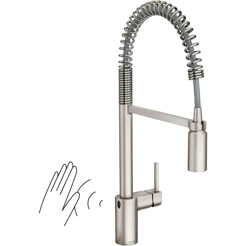 Align Spot Resist Stainless Steel One-Handle High Arc Spring Pre-Rinse Pulldown Kitchen Faucet with Sprayer, 5923EWSRS