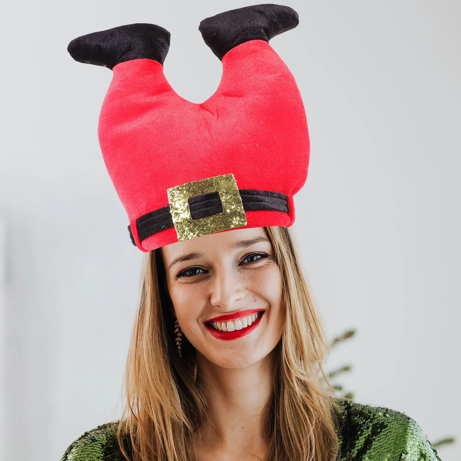 

1pc Santa Christmas Hat Adult Santa Pants Hat For Party Carnival Photo Prop Warm Comfortable Christmas Costume Accessory Xmas