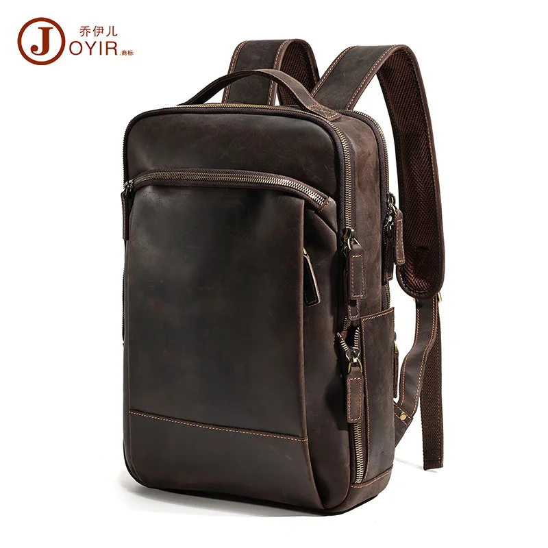 

Genuine Leather Retro Backpack Men's First Layer Cowhide Business Computer Bag Leather Bag Crazy Horse Leather Travel Backpack M